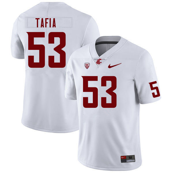 Washington State Cougars #53 Jernias Tafia College Football Jerseys Sale-White